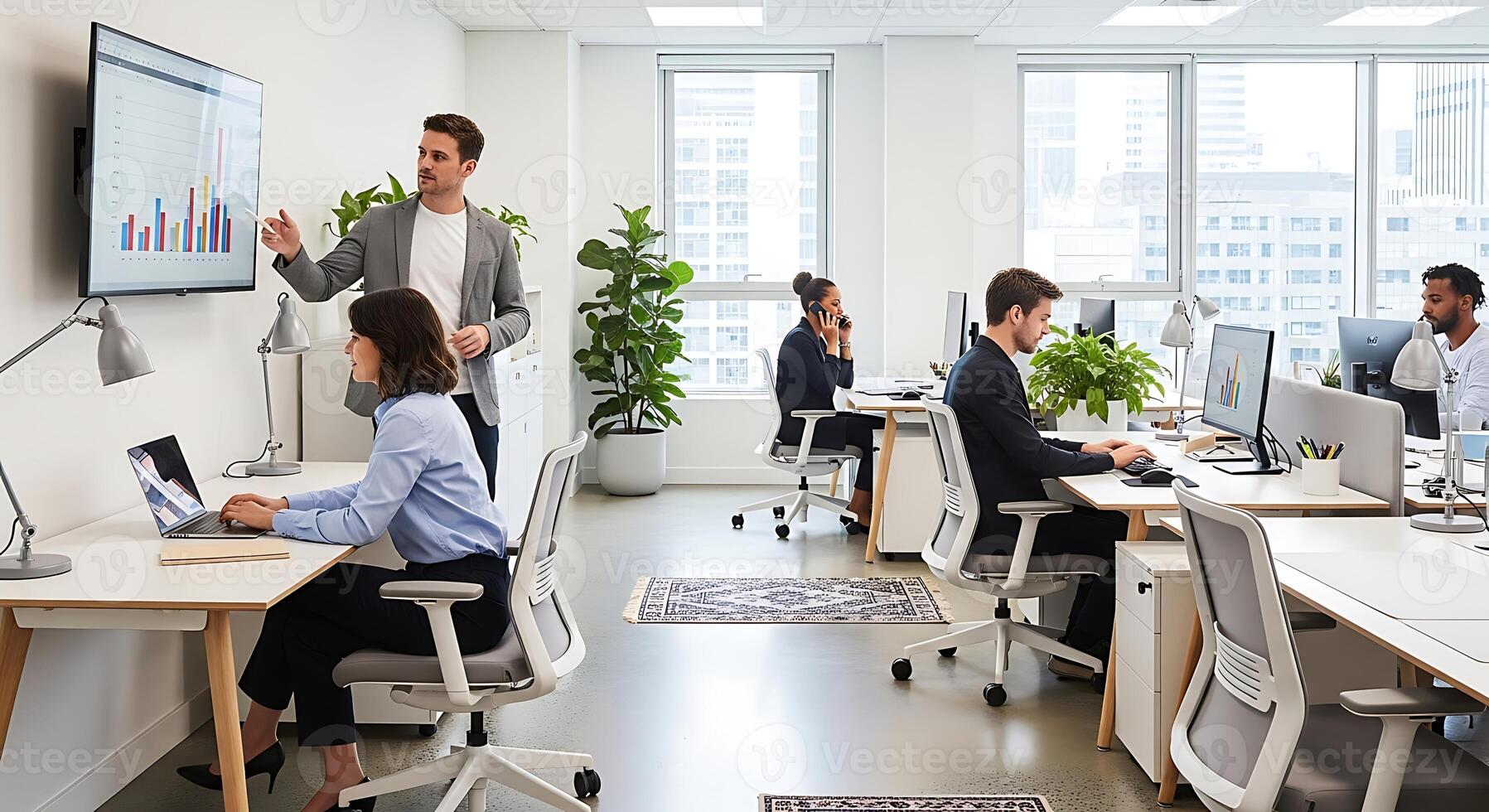 Busy workspace with multiple open tasks