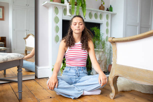 Yoga and mindfulness practice in a calm studio setting